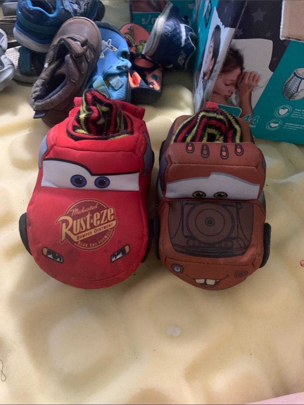 Disney Cars Red and Brown Lightning McQueen & Mater Plush Slippers
